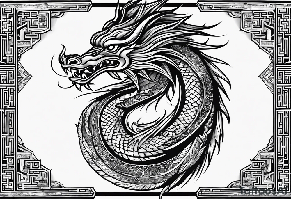 filipino tribal with a japanese dragon tattoo idea