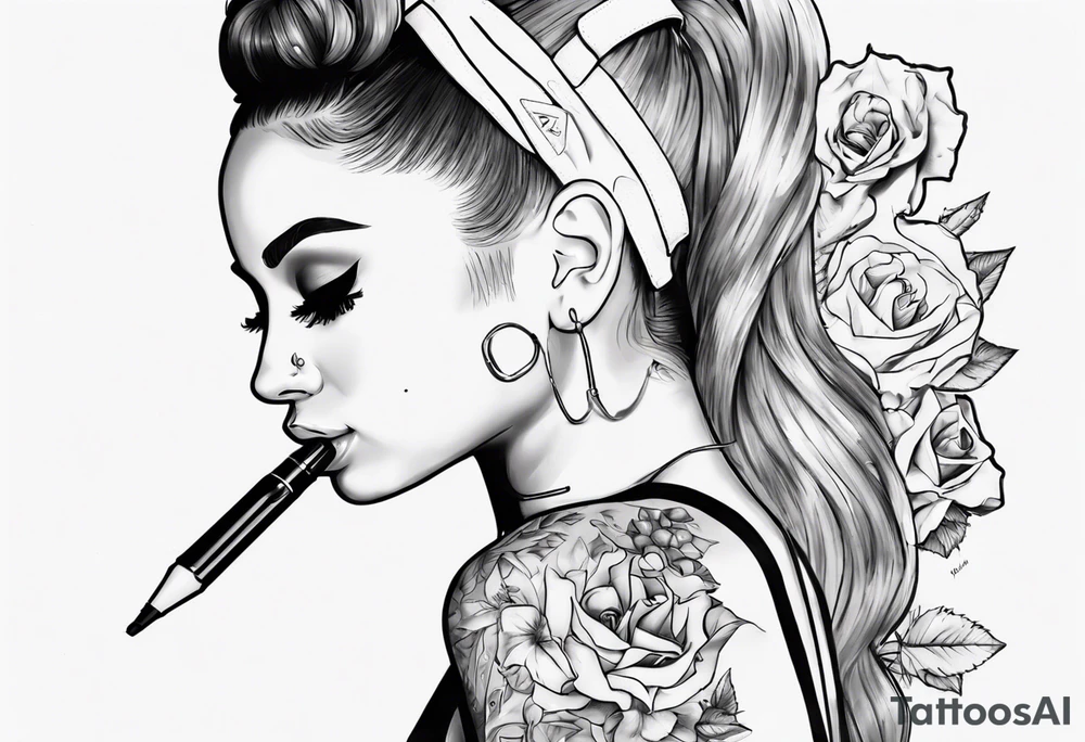 Ariana grande doing a French inhale tattoo idea