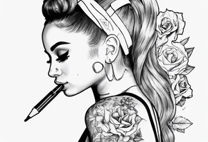 Ariana grande doing a French inhale tattoo idea