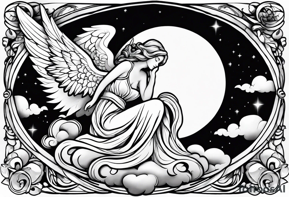 angel on a cloud tattoo idea