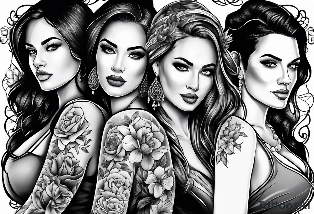 Mothers bond with three daughters tattoo idea