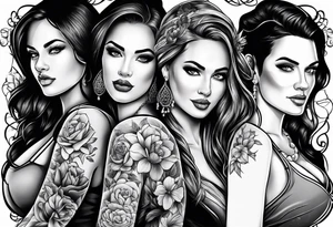 Mothers bond with three daughters tattoo idea