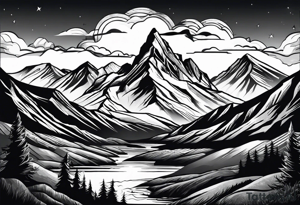 mountains explore adventure tattoo idea