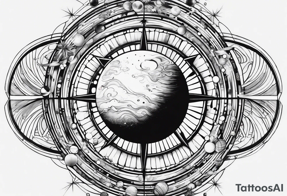 solar system stretched out vertically tattoo idea