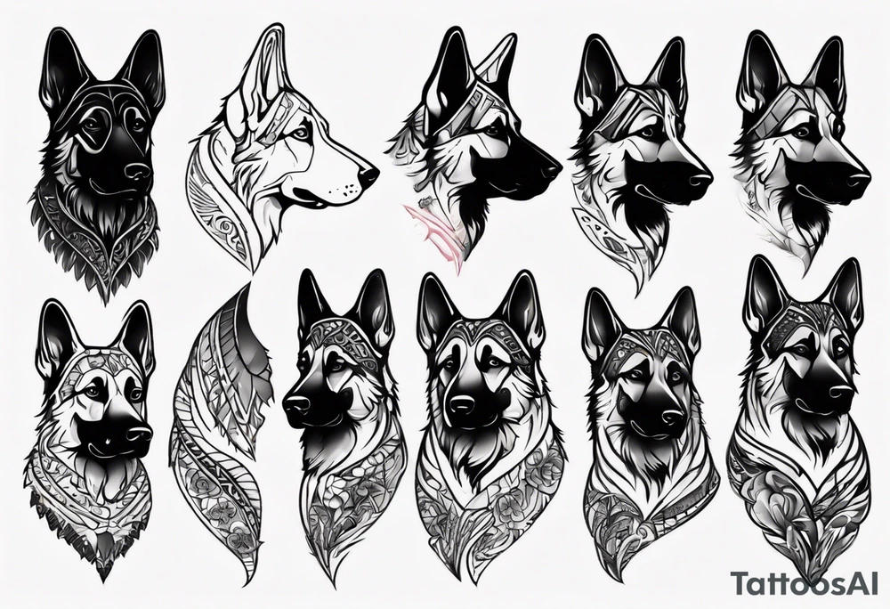 German shepherd side profile tattoo idea