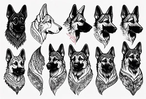 German shepherd side profile tattoo idea