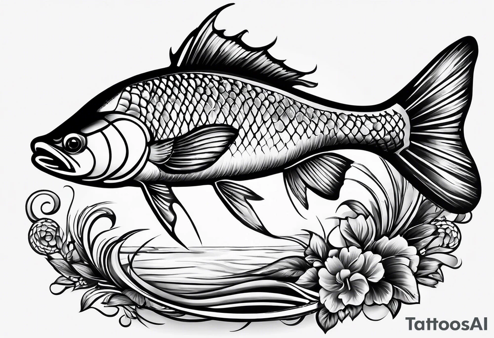 Fishingpole with memorium of a passed friend tattoo idea