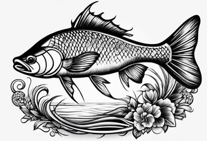 Fishingpole with memorium of a passed friend tattoo idea