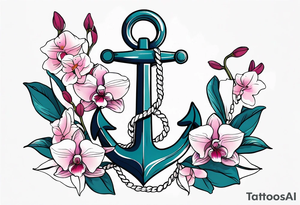 An anchor and orchids and a whale tattoo idea