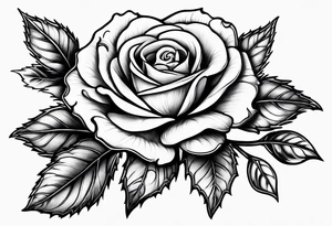 Rose flower with a holly flower stem tattoo idea