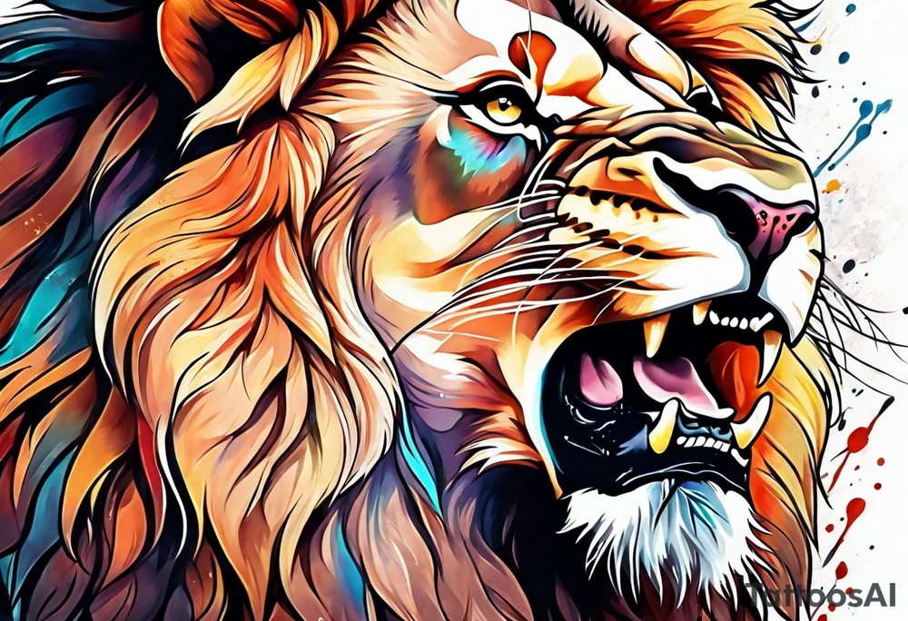 Lion roaring tattoo idea