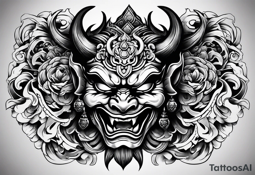 Oni mask tattoo idea