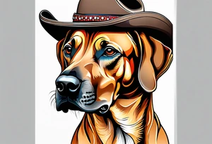 Rhodesian ridgeback with cowboy hat tattoo idea