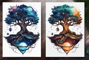 Tree with Star Symbol and a together forever through time and space tattoo idea