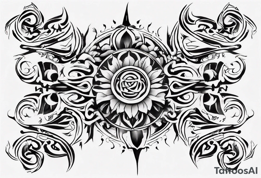 Black and white and ornamental style tattoo which will wrap around ankle horizontally which is larger in the centre tattoo idea