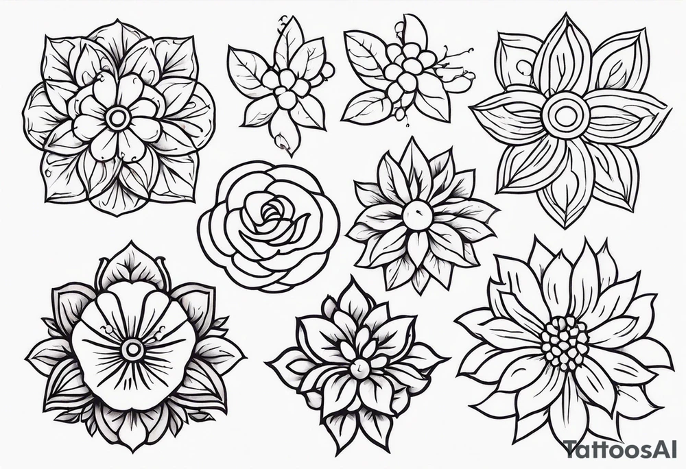 ornaments of flowers tattoo idea