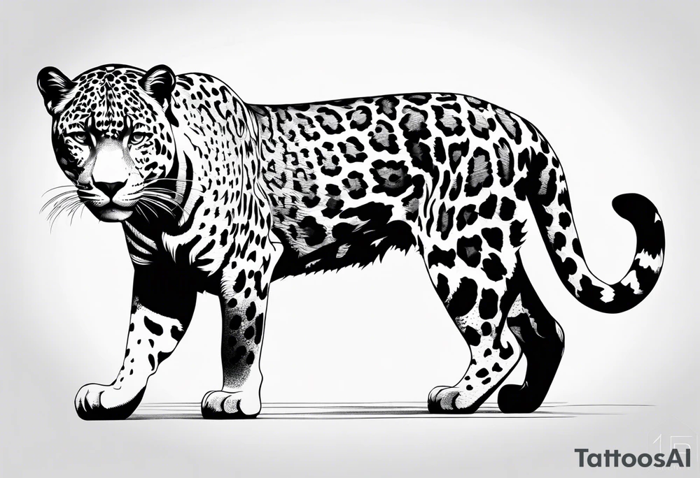 jaguar fine linework tattoo idea