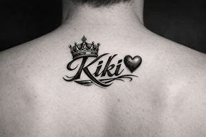 Kiki name with heart and crown simple tattoo idea