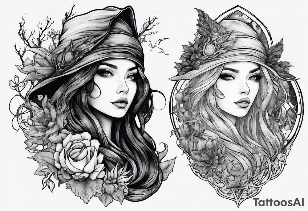 witch mystical tattoo idea