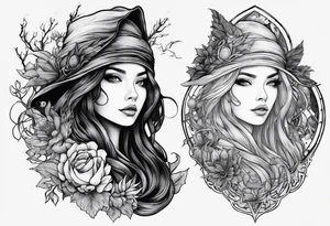 witch mystical tattoo idea