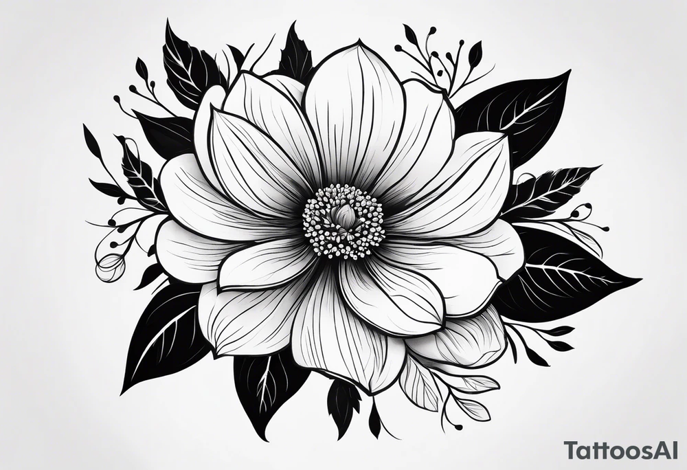 “Produce a series of minimalist flower tattoos, each representing different blooms with a focus on simplicity and beauty.” tattoo idea