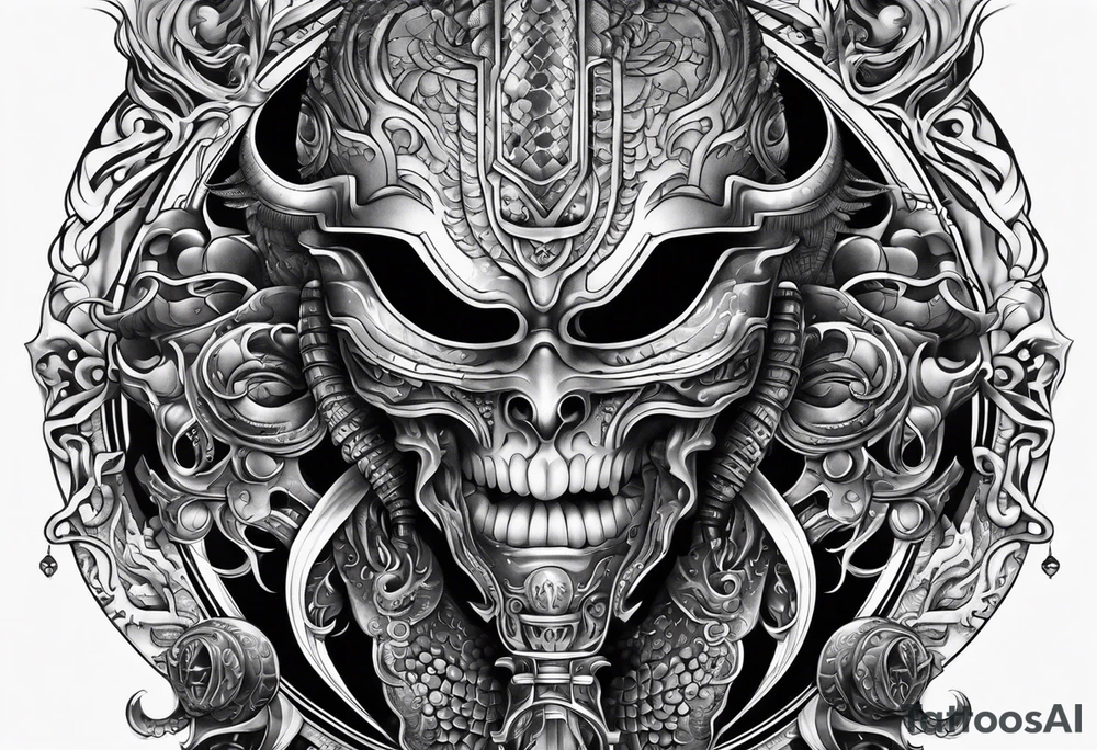 Japanese tattoo in the style of Giger tattoo idea
