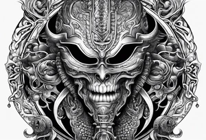 Japanese tattoo in the style of Giger tattoo idea