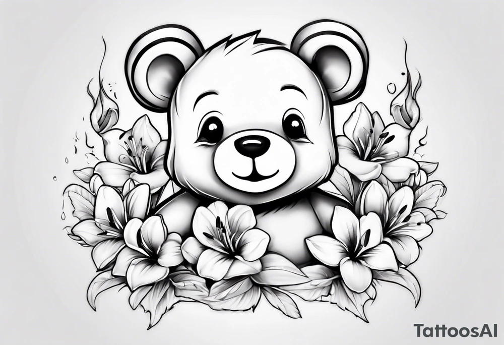Lily teddy bear tattoo idea