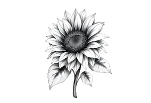 Sunflower with stem and leaves tattoo idea
