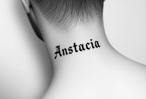 Anastacia in old English on forearm tattoo idea