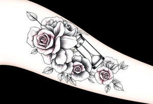 Roses with hour glass tattoo idea