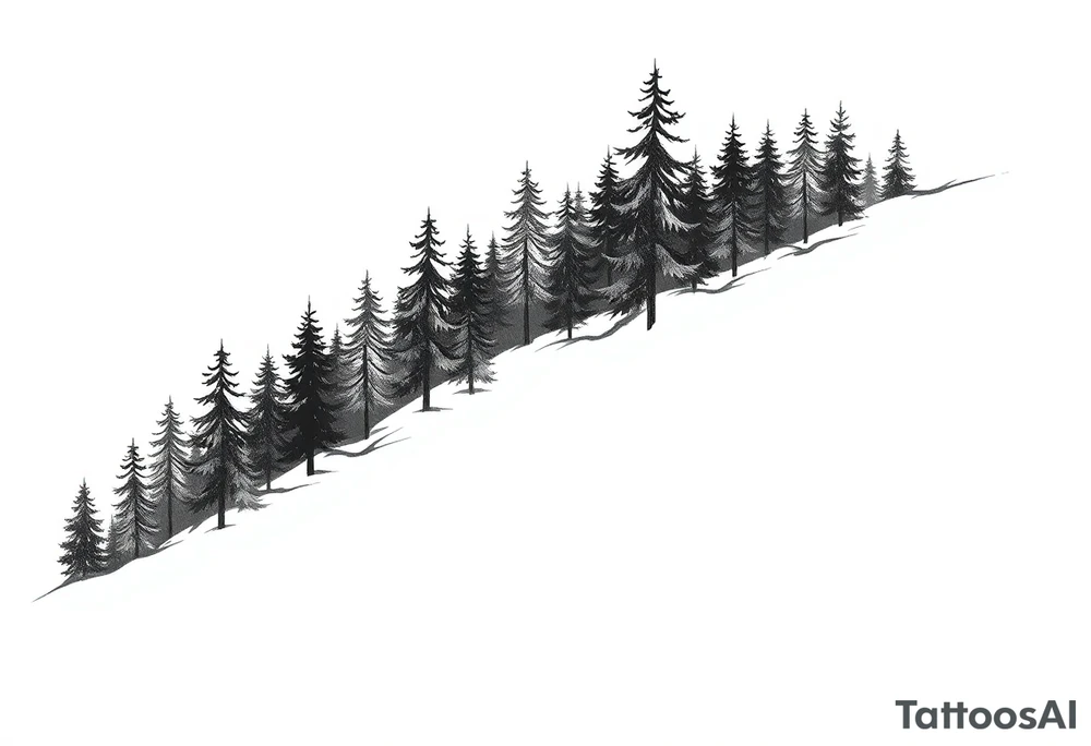 Coniferous forest tattoo sleeve black and gray tattoo idea