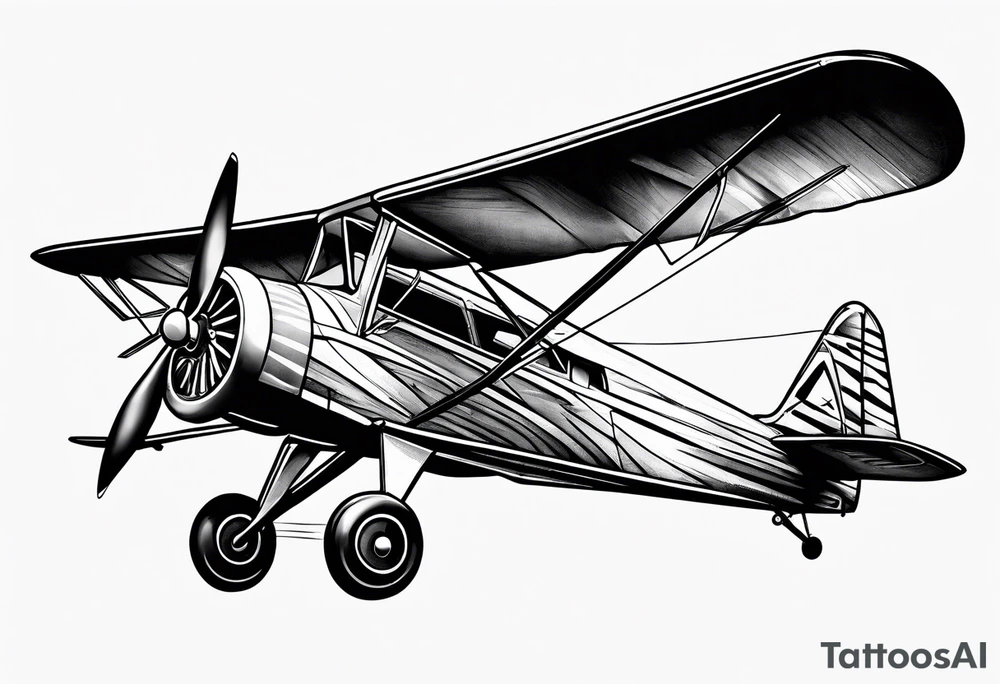 sketch of adventure plane in perspective from the bottom tattoo idea