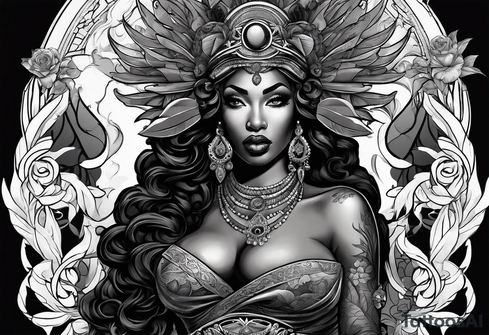 Black Goddess of cocaine tattoo idea