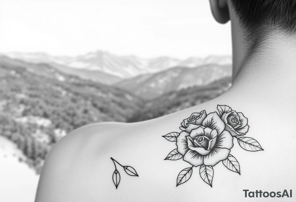 Flowers roses in the great smoky mountains view tattoo idea