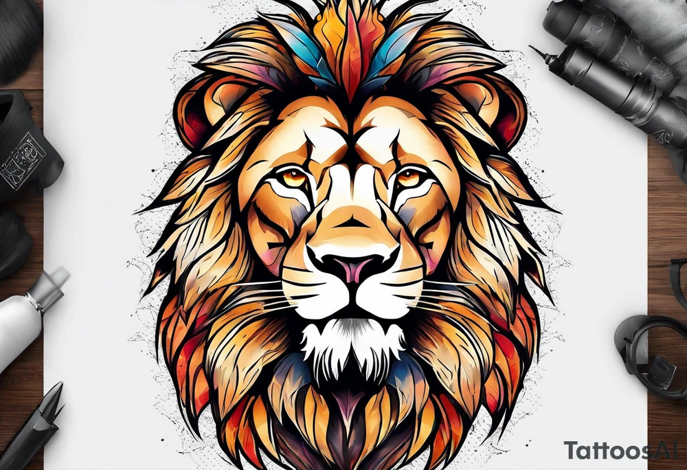 Lion. Power and love. Half Head design. tattoo idea