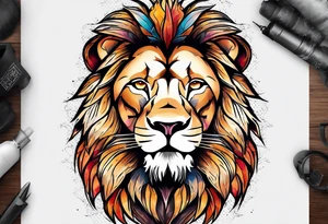Lion. Power and love. Half Head design. tattoo idea