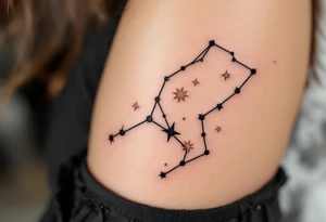 Constellation lines drawn in jet black, with each Capricorn star filled in with shimmering rose gold. tattoo idea