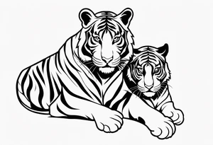 two thai tiger bodies vertical tattoo idea