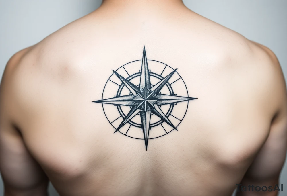 Compass rose done in the style used on tattoos during World War Two tattoo idea