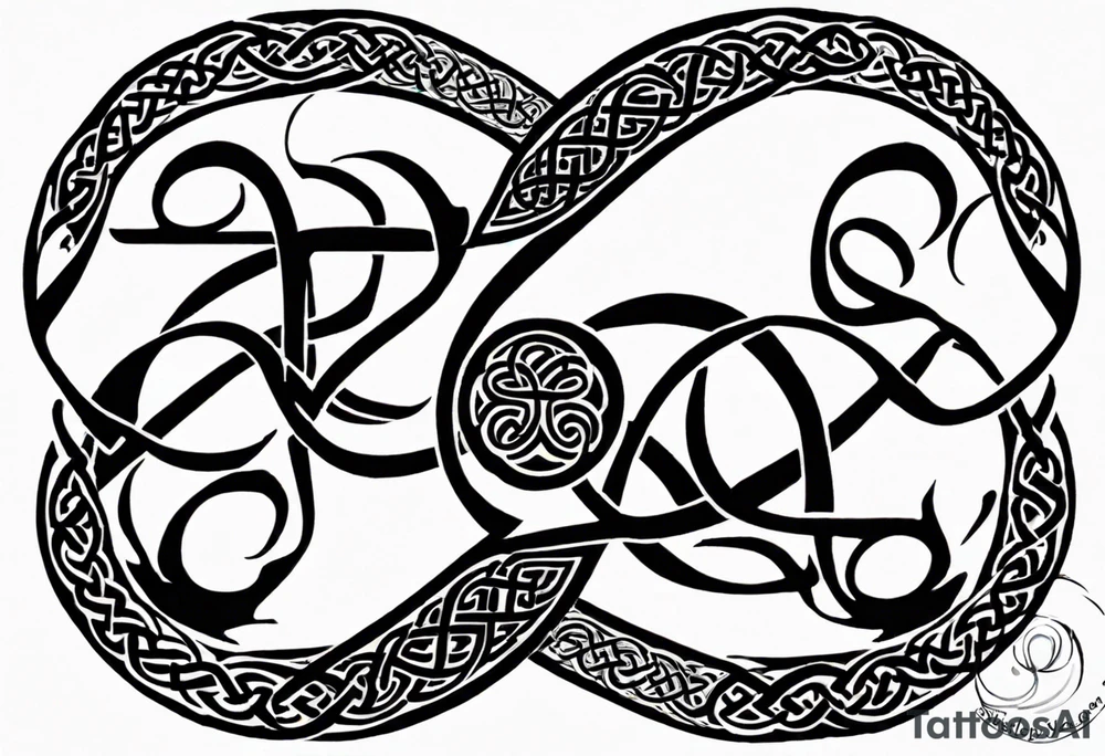 desing me a celtic tattoo with my childrens names and birthdate, Mellissa 18/03/1986, Ashley 24/11/1990, Jesse 8/04/1993, Liam 8/06/1995, Eleanor 19/08/1996 tattoo idea