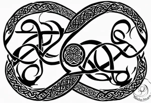 desing me a celtic tattoo with my childrens names and birthdate, Mellissa 18/03/1986, Ashley 24/11/1990, Jesse 8/04/1993, Liam 8/06/1995, Eleanor 19/08/1996 tattoo idea