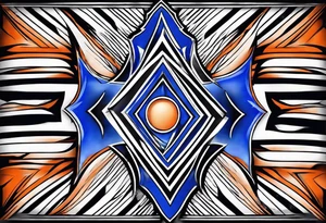 Blue and orange flame that has a half square thin line border. Make it as small as possible. The tattoo should be the size of a half dollar coin. tattoo idea