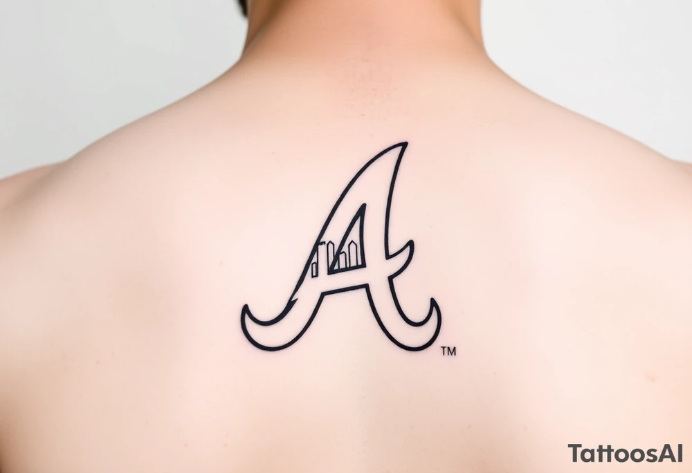 Atlanta Braves letter logo “A” with 3D skyline incorporated in the letter tattoo idea