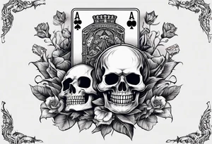 Skeleton hand holding out two playing cards, 8 of spades and 7 of spades tattoo idea