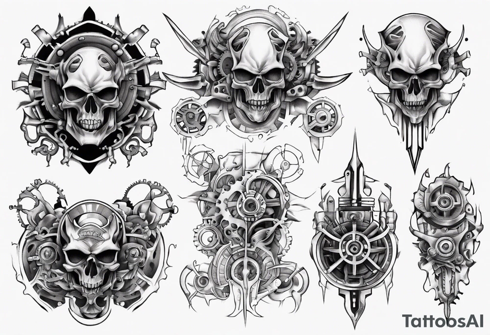 Upper thigh gears tattoo idea