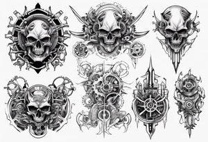 Upper thigh gears tattoo idea