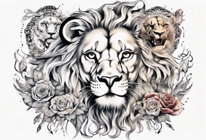 godess tattoo that is mixed together with a lion tattoo idea