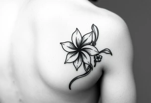 Hong kong flag, no stars inside the flower, the center of the flower is on the right elbow and wraps around the right 
arm. ON THE RIGHT ARM tattoo idea