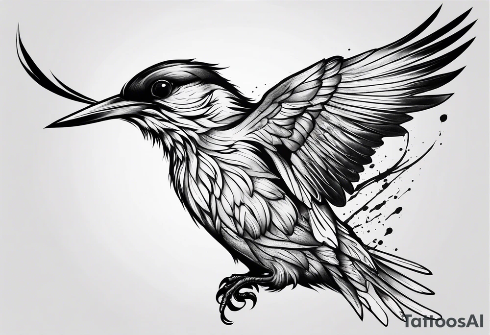 drowing bird tattoo idea